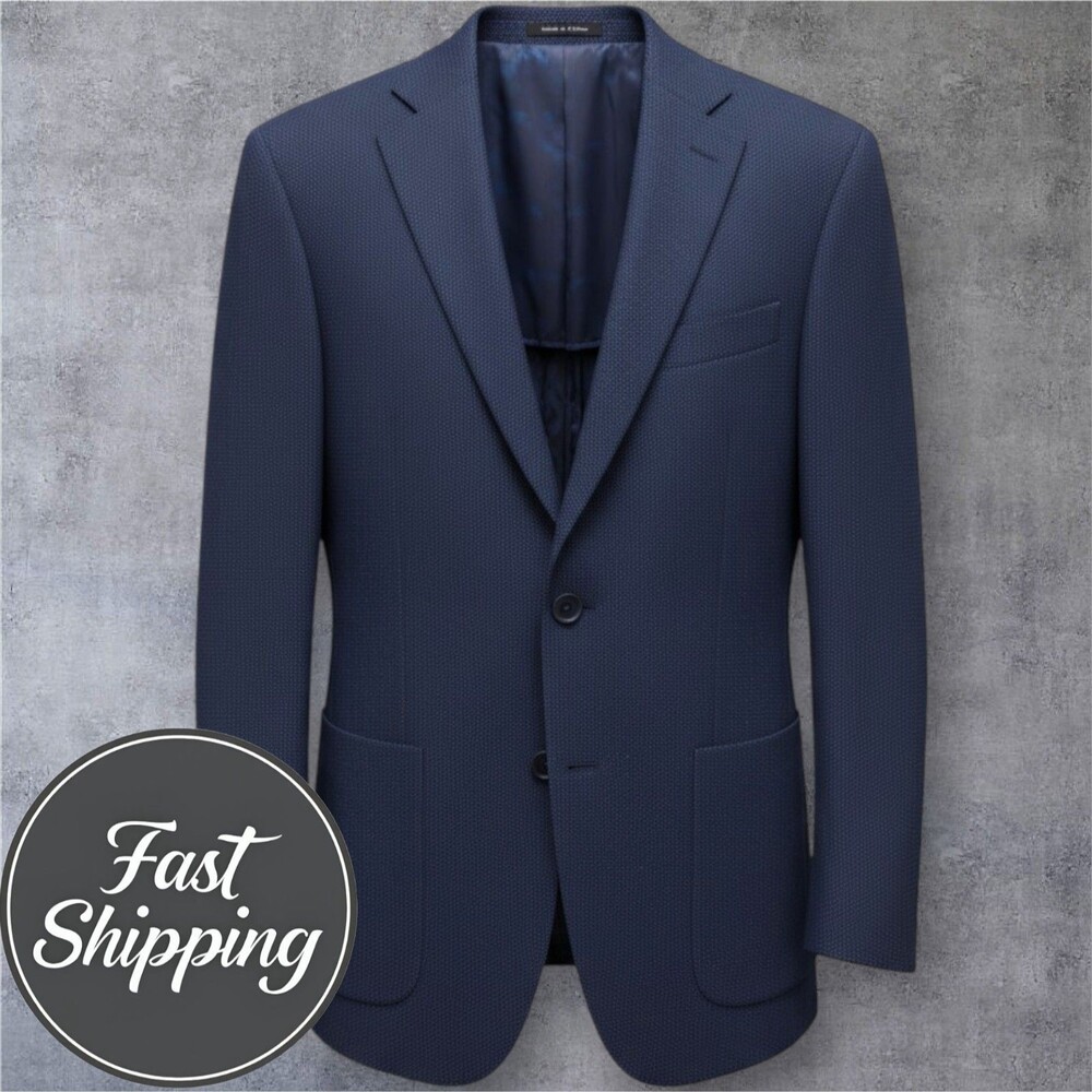 CALVIN KLEIN Mens Blazer Sport Coat Two Button Jacket 38R Slim Fit Wool Blue